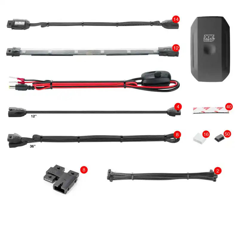 XK Glow Strip Million Color XKCHROME ATV/Motorcycle LED Accent Light Kit (14xPod + 12x10In) Low Price