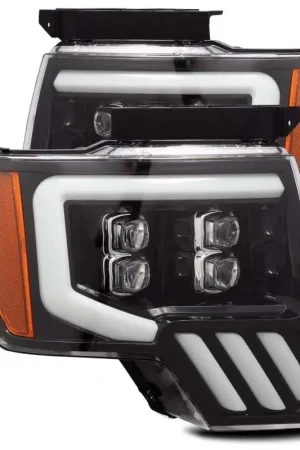 Today Only AlphaRex 09-14 Ford F-150 NOVA LED Proj Headlights Plank Style Gloss Black w/Activ Light/Seq Signal