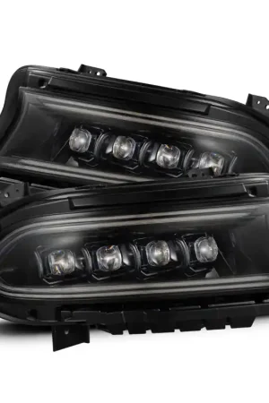 AlphaRex 15-23 Dodge Charger NOVA LED Proj Headlights Alpha-Blk w/Actv Light & Seq.Sig / SB DRL Bulk Order