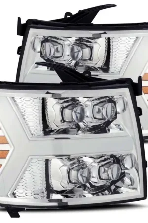 Discount AlphaRex 07-13 Chevy 1500HD NOVA LED Proj Headlights Plank Style Chrm w/Activ Light/Seq Signal