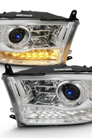 Top Pick ANZO 2009-2018 Dodge Ram 1500 Projector Plank Style Switchback H.L Halo Chrome Amber (OE Style)