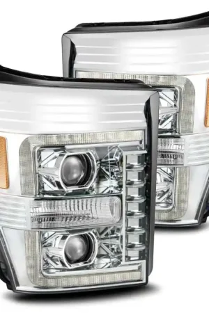 In Demand AlphaRex 11-16 Ford F-250 SD PRO-Series Projector Headlights Plank Style Design Chrome w/Seq Signal