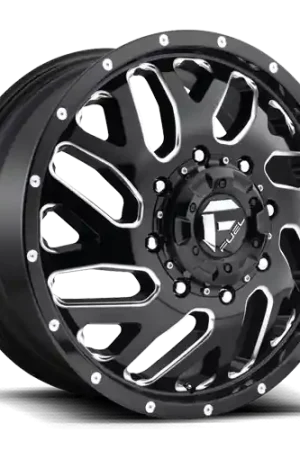 Save Now Dually Wheels 22X8.25 Triton Dually D581 8 On 210 Gloss Black Milled 154.3 Bore 105 Offset Mesh Spoke Front Dually Fuel Off Road Wheels