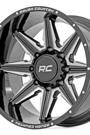 Same Day Shipping 91 Series Milled One-Piece Gloss Black 20x12 6x5.5 -44mm Rough Country
