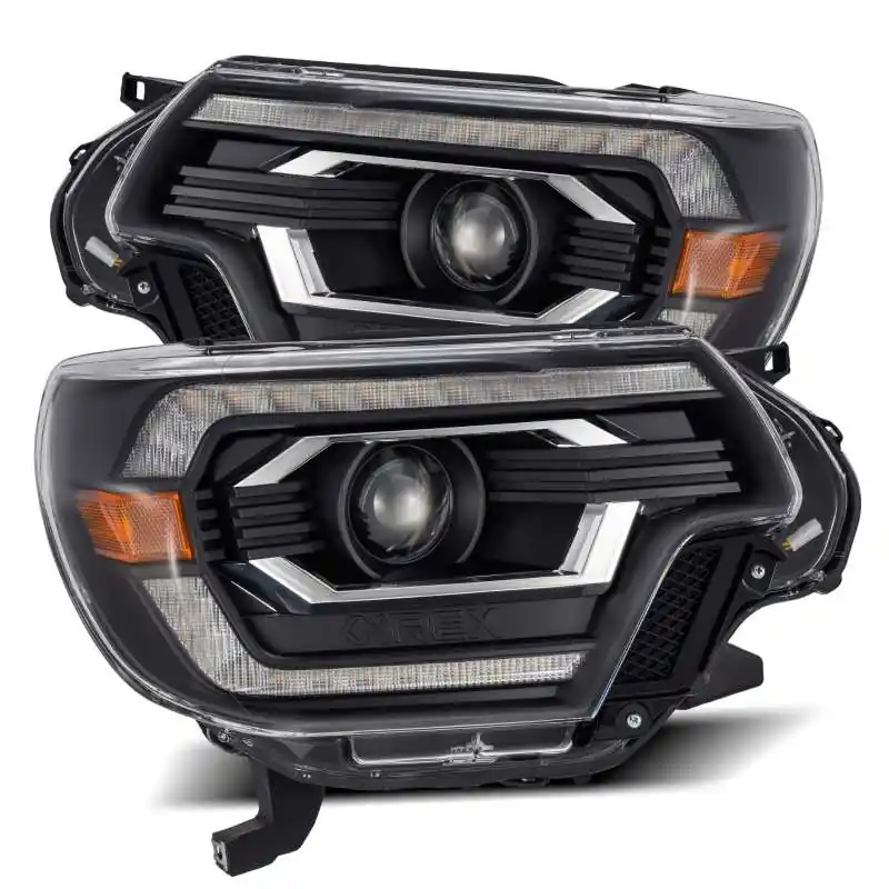AlphaRex 12-15 Toyota Tacoma LUXX LED Projector Headlights Plank Style Black w/DRL Instant Buy