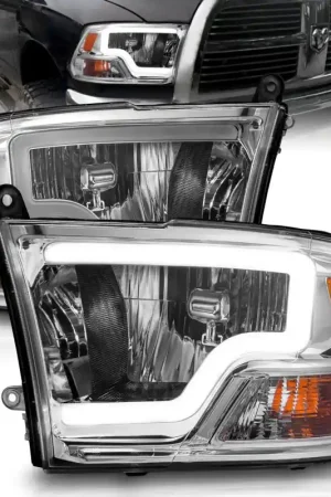 Express Delivery ANZO 2009-2018 Dodge Ram 1500/ 2500/ 3500 Crystal Headlights w/ Light Bar Chrome Housing