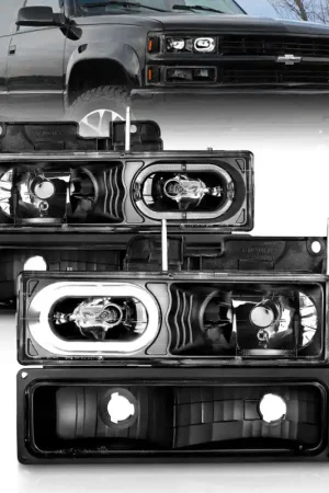 ANZO 88-98 Chevrolet C1500 Crystal Headlights Black Housing w/ Signal and Side Marker Lights In Demand