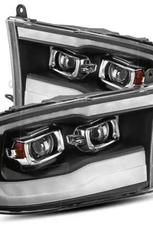AlphaRex 09-18 Dodge Ram 1500HD PRO-Series Projector Headlights Plank Style Black w/Seq Signal/DRL Latest
