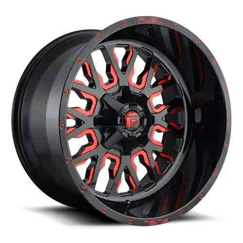 One Day Deal Aluminum Wheels 18X9 Stroke D612 5 On 114.3/5 On 127 Gloss Red/Milled 78.1 Bore -12 Offset Fuel Off Road Wheels