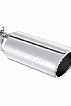 Low Price MBRP Universal Tip 4in OD 2.5in Inlet 12in Length Angled Cut Rolled End Clampless No-Weld T304