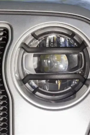 Rugged Ridge 18-20 Jeep Wrangler JL / 2020 Jeep Gladiator JT Black Elite Headlight Guards Black Worldwide Shipping