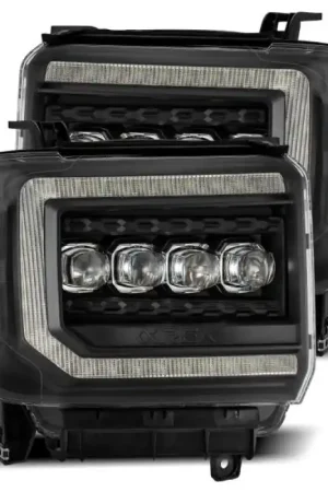 AlphaRex 14-18 GMC Sierra NOVA LED Proj Headlights Plank Style Black w/Activ Light/Seq Signal/DRL Discount