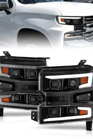 ANZO 19-22 Chevrolet Silverado 1500 LED Proj HL w/Lgt Bar SwBk Seq. Blk w/In. Light - Passenger Side Free Delivery