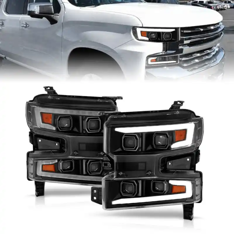 ANZO 19-22 Chevrolet Silverado 1500 LED Proj HL w/Lgt Bar SwBk Seq. Blk w/In. Light - Passenger Side Free Delivery