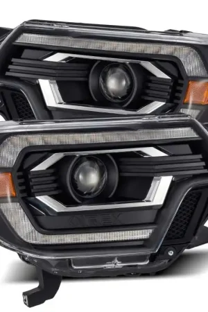 AlphaRex 12-15 Toyota Tacoma PRO-Series Projector Headlights Plank Style Black w/DRL Handmade