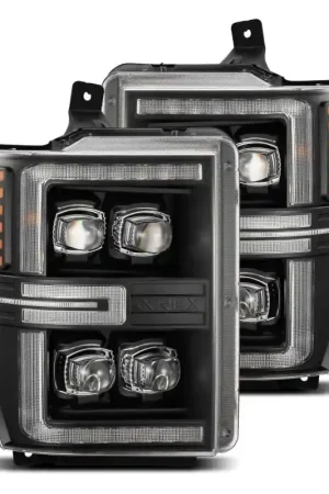 Premium AlphaRex 08-10 Ford F250-550 NOVA-Series LED Projector Headlights Black w/Activ Light/Seq Signal