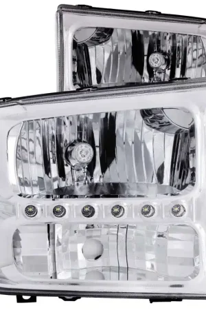 Budget ANZO 2000-2004 Ford Excursion Crystal Headlights Chrome w/ LED 1pc