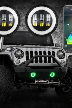 Editor’s Pick XK Glow 4In Black RGB LED Jeep Wrangler Fog Light XKchrome Bluetooth App Controlled Kit