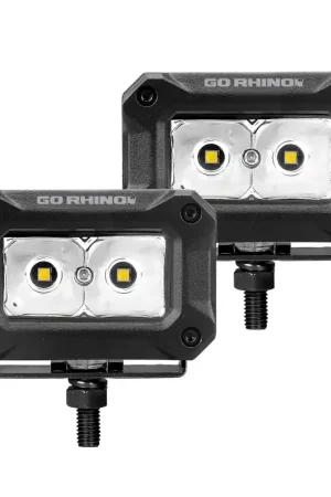 Go Rhino Xplor Bright Series Rectangle LED Spot Light Kit (Surface/Thread Stud Mnt) 3x2 - Blk (Pair) Seasonal Sale
