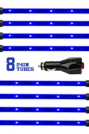 Crafted XK Glow Tube Single Color Underglow LED Accent Light Car/Truck Kit Blue - 8x24In