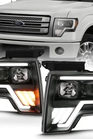 ANZO 2009-2013 Ford F-150 Projector Light Bar G4 Switchback Headlights Black Amber Factory Price