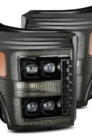 Direct From Manufacturer AlphaRex 11-16 Ford F-350 SD NOVA LED Proj Headlights Plank Style Alpha Blk w/Activ Light/Seq Signal