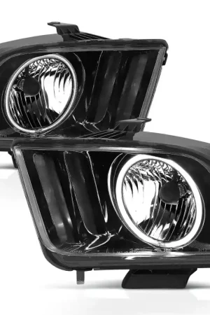 ANZO 2005-2009 Ford Mustang Crystal Headlights w/ Halo Black (CCFL) Discount