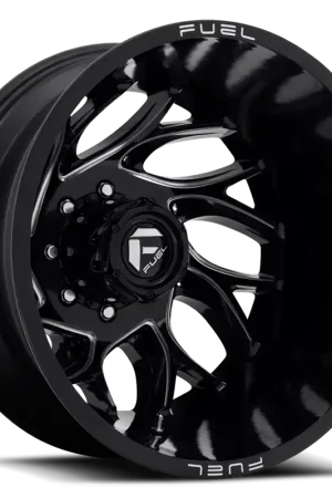 In Demand Dually Wheels 22X8.25 Runner Dually D741 8 On 200 Gloss Black Milled 142.2 Bore -176 Offset 8 Spoke Outer Dually Fuel Off Road Wheels