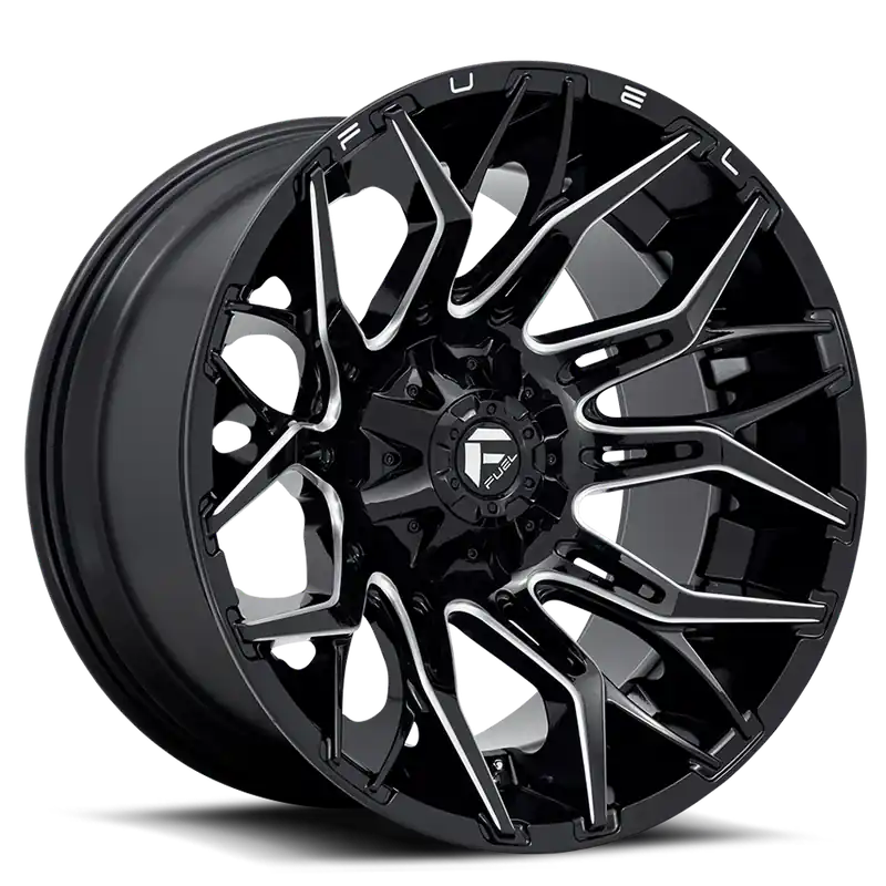 Top Rated Aluminum Wheels 20X10 Twitch D769 8 On 180 Gloss Black Milled 124.3 Bore -18 Offset Fuel Off Road Wheels