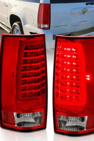 Bulk Order ANZO 2007-2014 Chevy Tahoe LED Taillight Plank Style Chrome With Red/Clear Lens