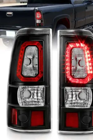 ANZO 1999-2002 Chevy Silverado 1500 LED Taillights Plank Style Black w/Clear Lens Top Rated