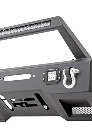 Wholesale Jeep Front Stubby LED Winch Bumper w/Hoop Chrome Series JK, JL, Gladiator JT Rough Country