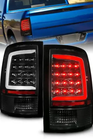 ANZO 09-18 Dodge Ram 1500 Full LED Taillights w/ Sequential Black Housing/Clear Lens Free Returns