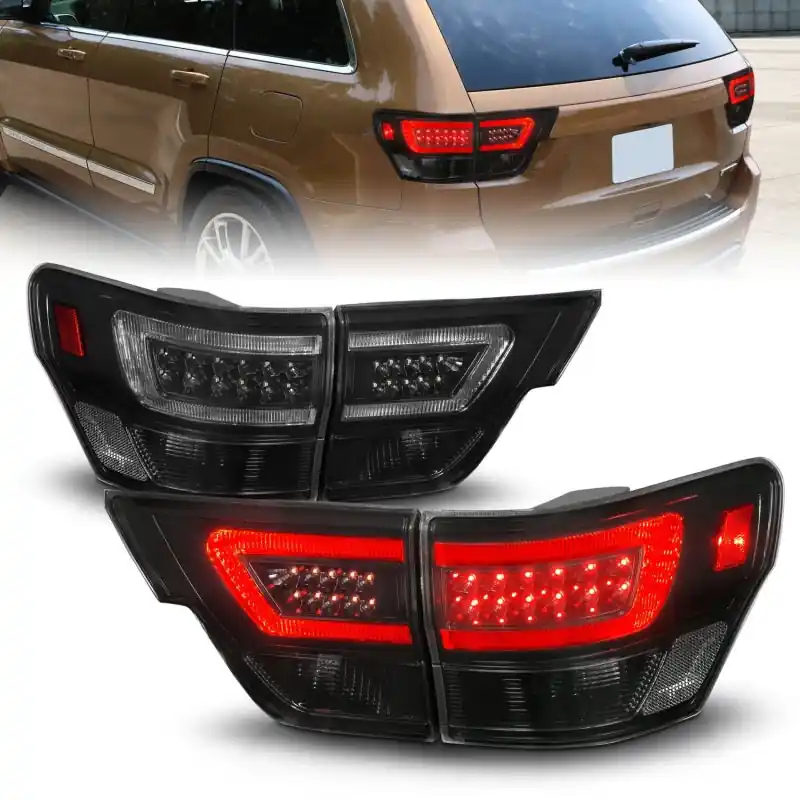 In Demand ANZO 11-13 Jeep Grand Cherokee LED Taillights w/ Lightbar Black Housing/Smoke Lens 4pcs