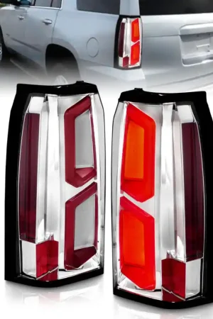 Same Day Shipping ANZO 2015-2020 Chevrolet Tahoe LED Tail Lights w/ Light Bar Chrome Housing Clear Lens