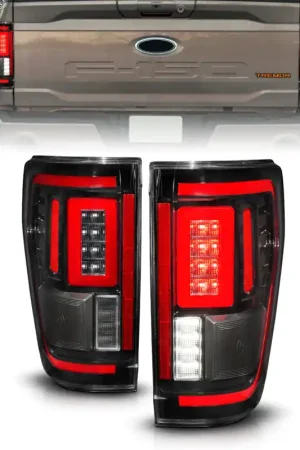 ANZO 21-23 Ford F-150 LED Taillights Seq. Signal w/BLIS Cover - Black (For Factory Halogen ONLY) Instant Buy