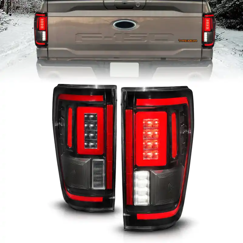 ANZO 21-23 Ford F-150 LED Taillights Seq. Signal w/BLIS Cover - Black (For Factory Halogen ONLY) Instant Buy