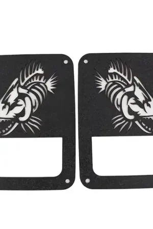 Deal Fishbone Offroad 07-18 Jeep Wrangler JK - Black Textured Powdercoat Tail Light Covers