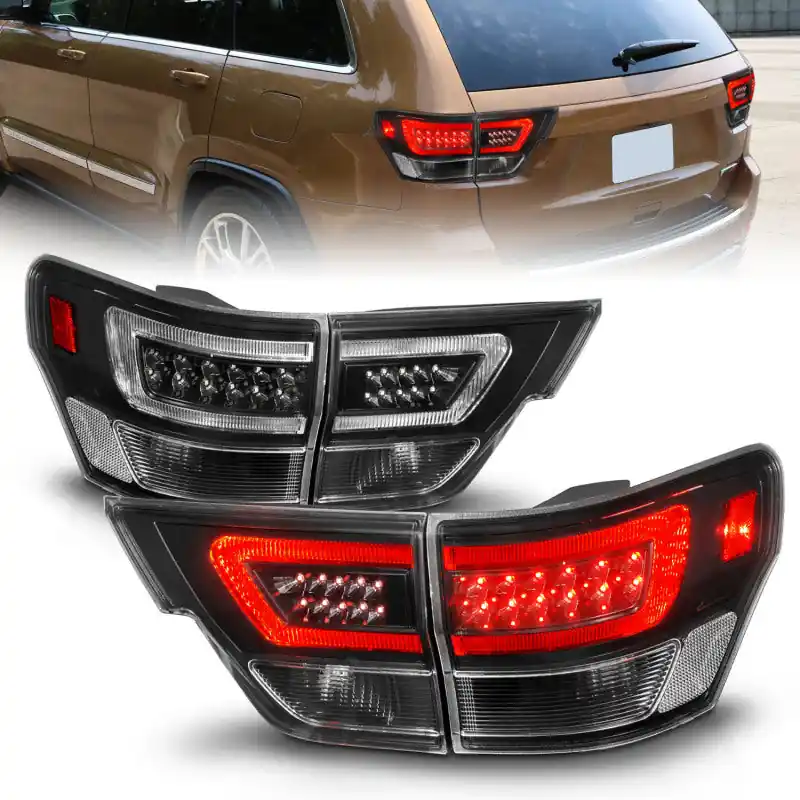 ANZO 11-13 Jeep Grand Cherokee LED Taillights w/ Lightbar Black Housing/Clear Lens 4pcs Hot Picks