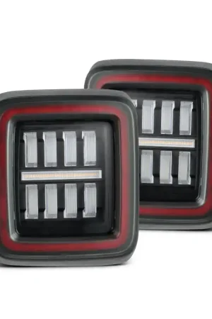 Shop Now AlphaRex 18-23 Jeep Wrangler JL NOVA Prismatic LED Taillights Black-Red