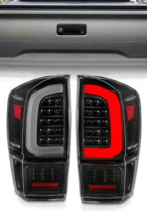 ANZO 16-21 Toyota Tacoma LED Tail Lights - w/ Light Bar Sequential Black Housing & Clear Lens Special Discount