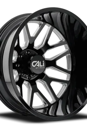 Grab Now Dually Wheels Invader Dually 9115D GB-M 24x8.25 Milled Spokes Gloss Black 8 On 200 Bolt Pattern -232 Offset Cali Offroad Wheels