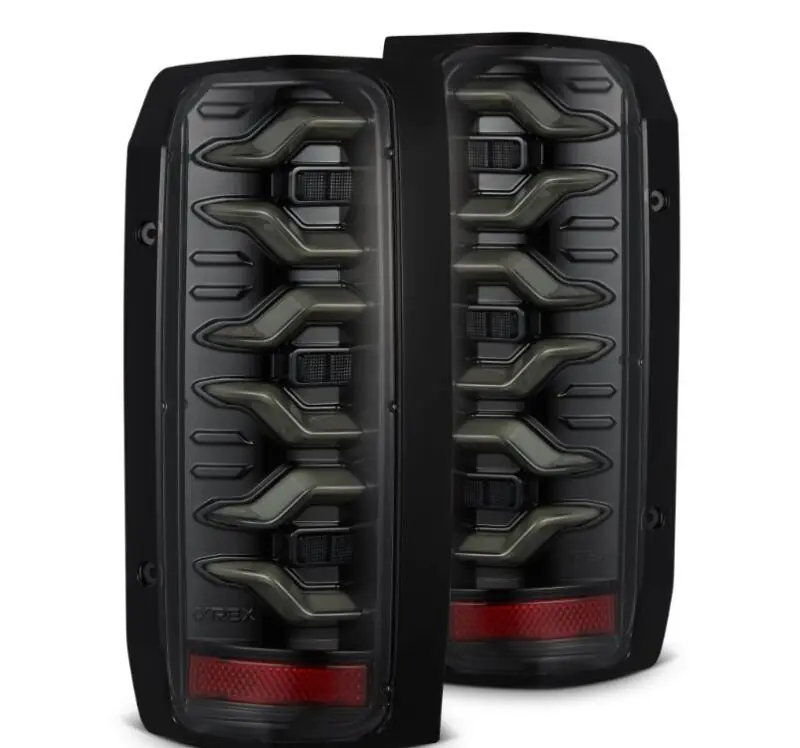 AlphaRex 87-96 Ford Bronco/F-150 Luxx-Series LED Tail Lights - Alpha-Black Holiday Sale