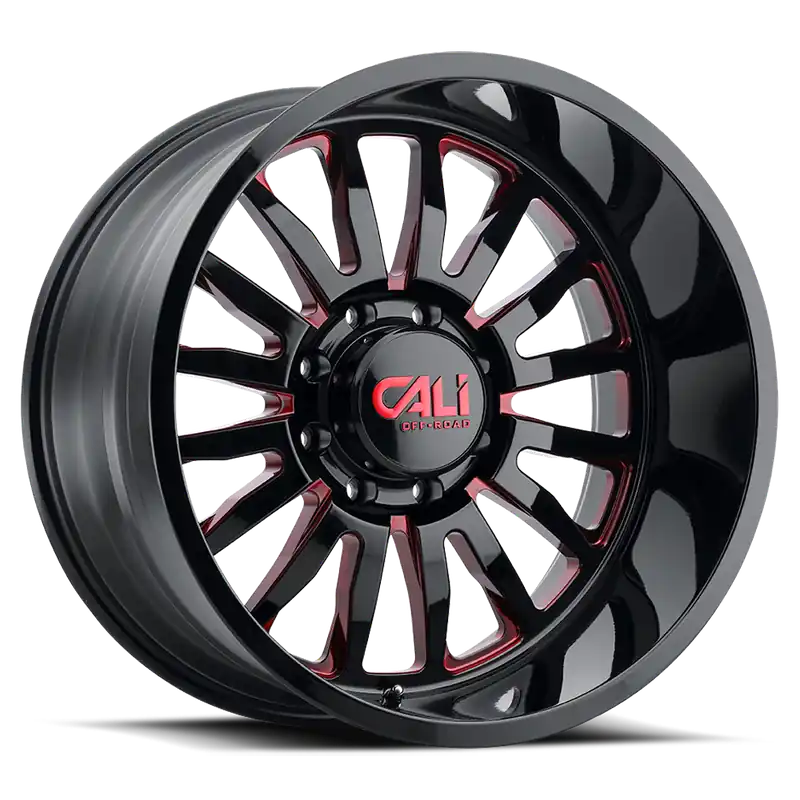 Cast Aluminum Wheels Summit 9110 GB-RD 22x12 Red Milled Spokes Gloss Black 6 On 139.7 Bolt Pattern -51 Offset Cali Offroad Wheels Exclusive Offer