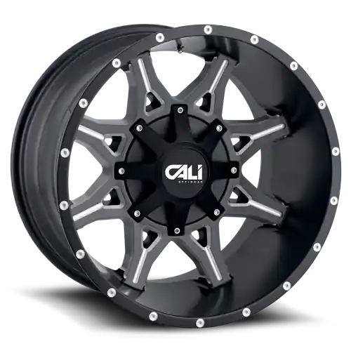Hot Picks Cast Aluminum Wheels Obnoxious 9107 SB 24x12 Milled Spokes Satin Black 8 On 165.1/8 On170 Bolt Pattern -44 Offset Cali Offroad Wheels