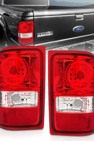 Authentic ANZO 2001-2011 Ford Ranger Taillights w/ Red/Clear Lens (OE Replacement) Pair