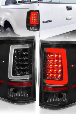 ANZO 2004-2006 Ford F-150 LED Tail Lights w/ Light Bar Black Housing Clear Lens Budget