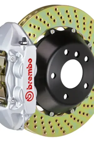 Don’t Miss Out Brembo 06-08 RS4 Rear GT BBK 4 Piston Cast 380x28 2pc Rotor Drilled-Silver