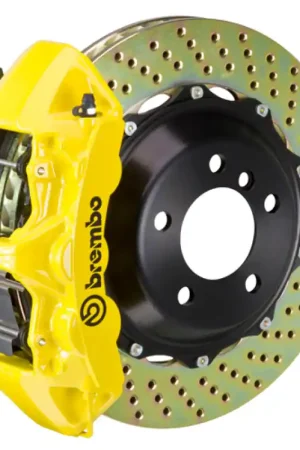 Affordable Brembo 99-05 330i (Excl. xDrive) Front GT BBK 6 Piston Cast 355x32 2pc Rotor Drilled- Yellow