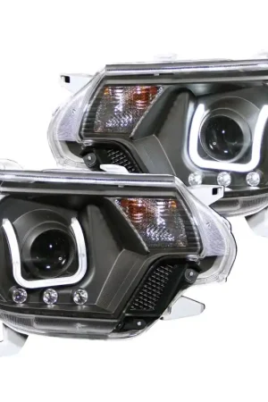 Premium ANZO 2012-2015 Toyota Tacoma Projector Headlights w/ U-Bar Black
